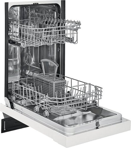 Frigidaire - 18" Compact Front Control Built-In Stainless Steel Tub Dishwasher, 52 dBA - White