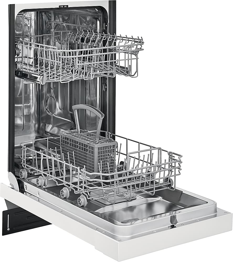Frigidaire - 18" Compact Front Control Built-In Stainless Steel Tub Dishwasher, 52 dBA - White
