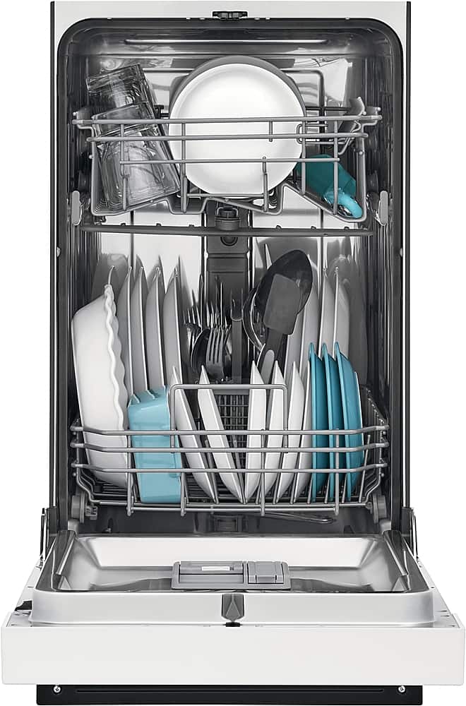 Frigidaire - 18" Compact Front Control Built-In Stainless Steel Tub Dishwasher, 52 dBA - White