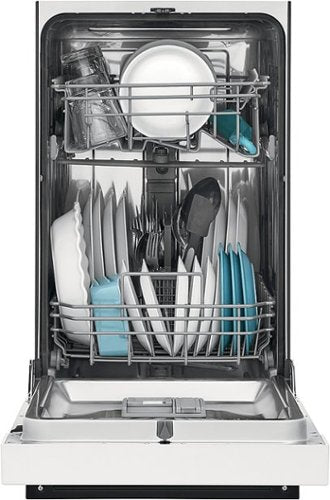 Frigidaire - 18" Compact Front Control Built-In Stainless Steel Tub Dishwasher, 52 dBA - White