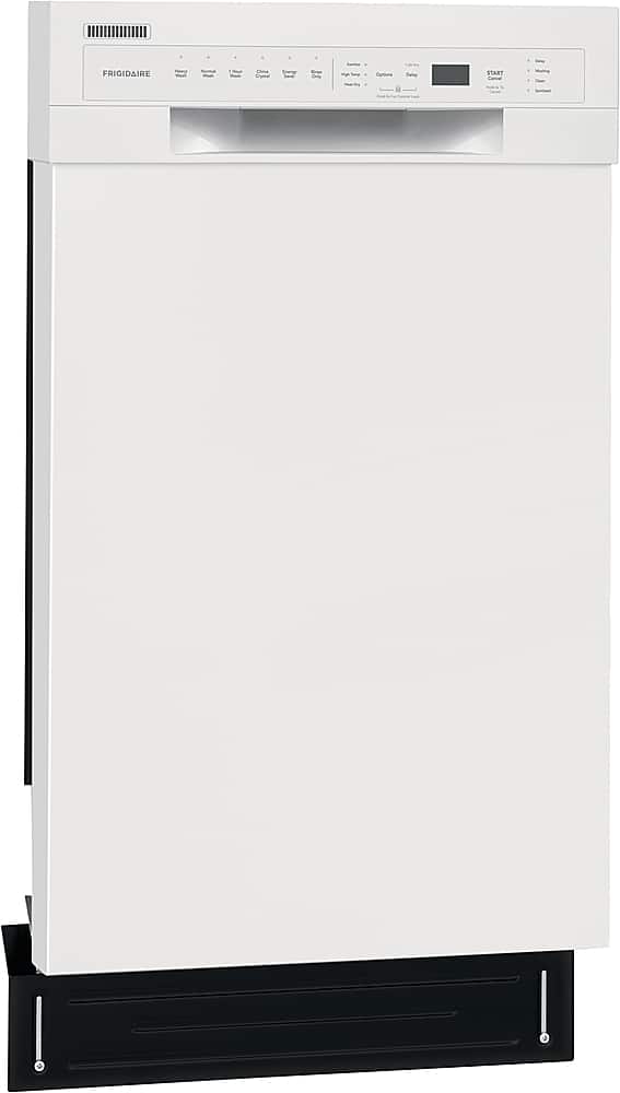 Frigidaire - 18" Compact Front Control Built-In Stainless Steel Tub Dishwasher, 52 dBA - White