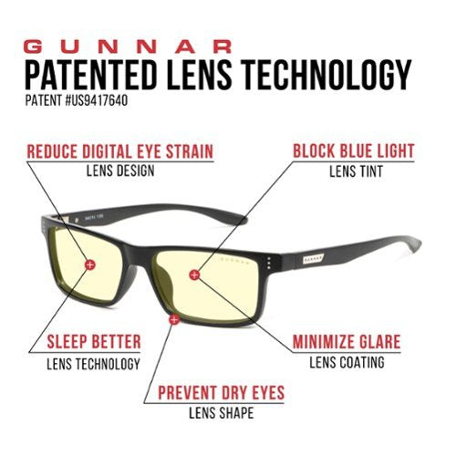 GUNNAR - Vertex Computer Glasses with Blue Light Reduction , Amber Lenses - Onyx