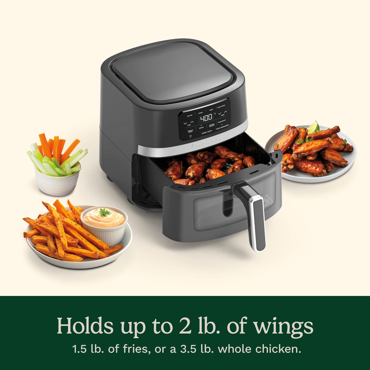 Cuisinart - 4.5 qt Basket Air Fryer - Black Stainless Steel
