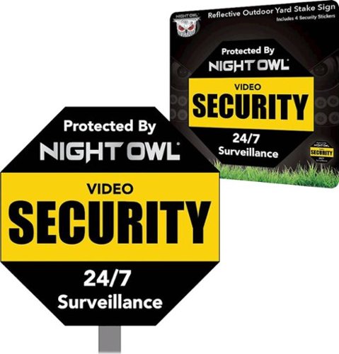 Night Owl - Reflective Outdoor Yard Stake Sign (1-Pack) - Black