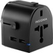 Insignia™ - All-in-One Travel Adapter with 2 USB Ports - Black