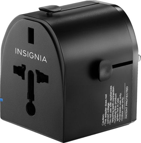 Insignia™ - All-in-One Travel Adapter with 2 USB Ports - Black