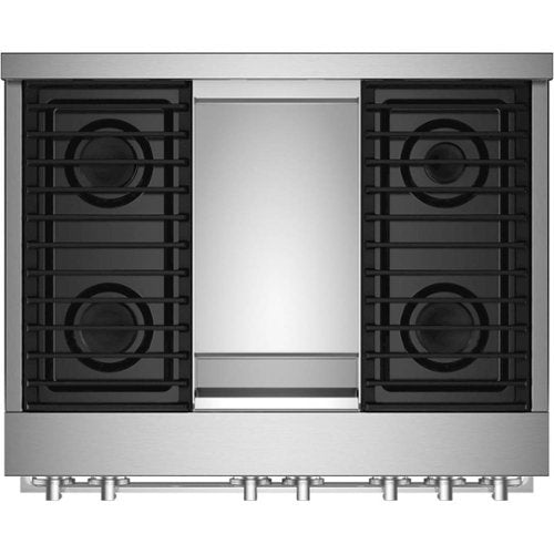 JennAir - 36 in. Wide 4 burner NOIR 5.1 Cu. Ft. Self-Cleaning Freestanding Gas Convection Range - Floating Black Glass
