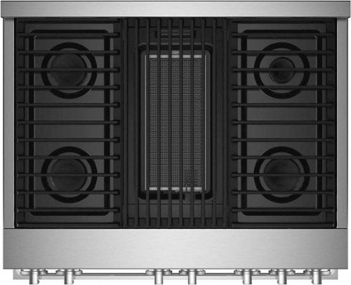 JennAir - 36 in. Wide 4 burner NOIR 5.1 Cu. Ft. Freestanding Gas True Convection Range with CustomClean - Floating Black Glass