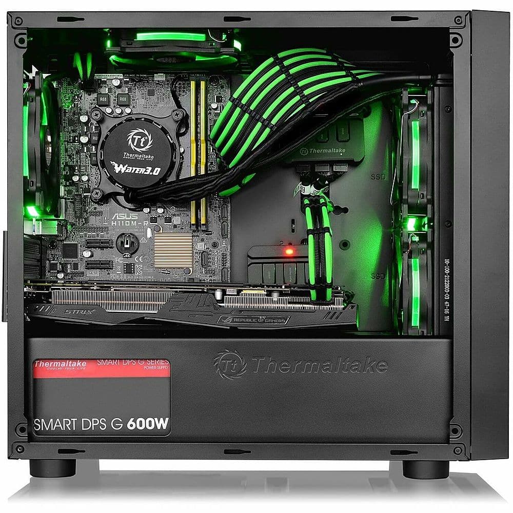Thermaltake - Versa H18 TG Mid Tower Case - Black/Blue