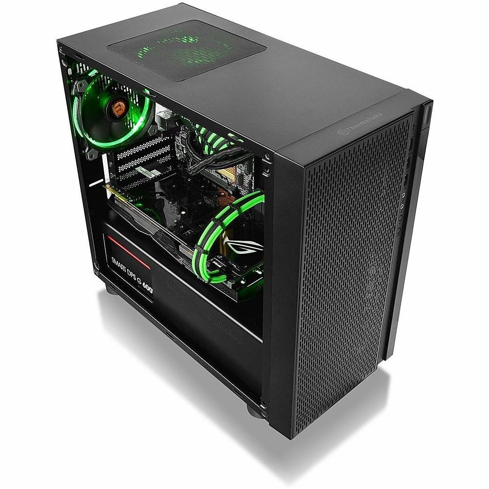 Thermaltake - Versa H18 TG Mid Tower Case - Black/Blue