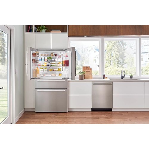 Bosch - 800 Series 36 in. Wide 21 Cu. Ft. 4-Door French Door Counter-Depth Smart Refrigerator with VitaFresh - Stainless Steel