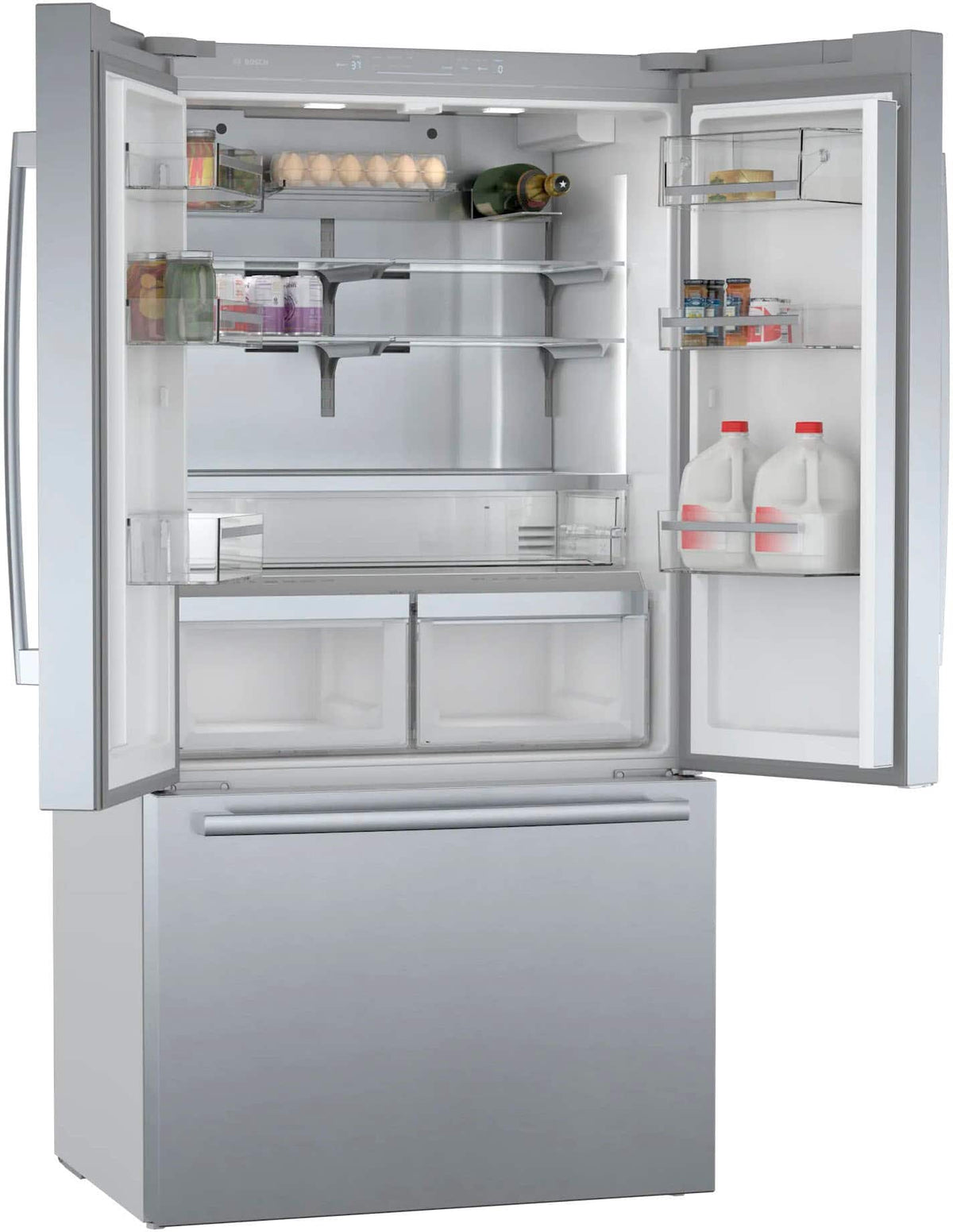 Bosch - 800 Series 36 in. Wide 21 Cu. Ft. French Door Bottom Freezer Counter-Depth Smart Refrigerator with VitaFresh - Stainless Steel