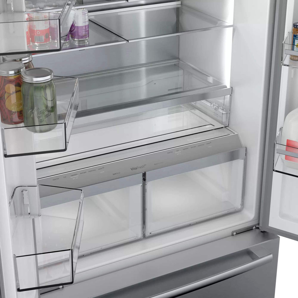 Bosch - 800 Series 36 in. Wide 21 Cu. Ft. French Door Bottom Freezer Counter-Depth Smart Refrigerator with VitaFresh - Stainless Steel