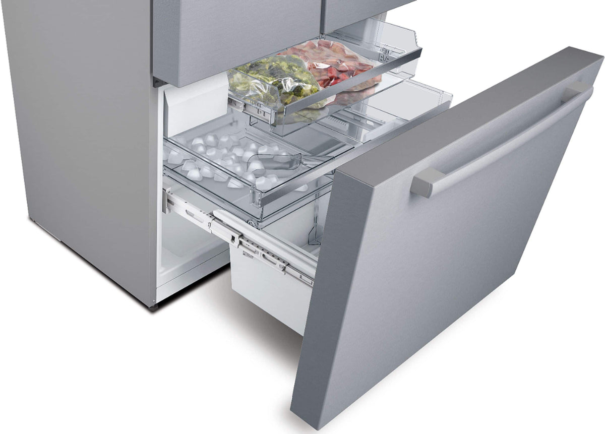 Bosch - 800 Series 36 in. Wide 21 Cu. Ft. French Door Bottom Freezer Counter-Depth Smart Refrigerator with VitaFresh - Stainless Steel