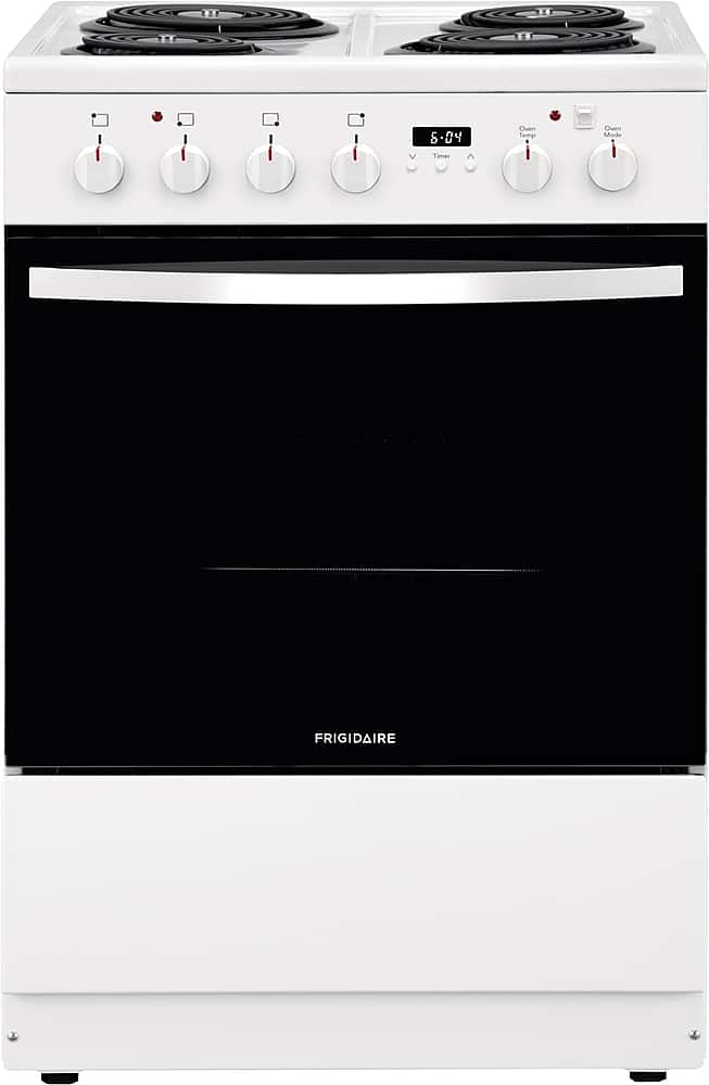 Frigidaire - 24 in. Wide 4 elements 1.9 Cu. Ft. Freestanding Electric Range with Hidden Bake Element - White