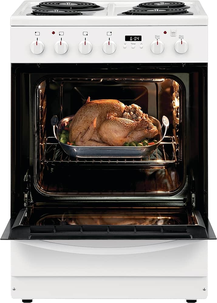 Frigidaire - 24 in. Wide 4 elements 1.9 Cu. Ft. Freestanding Electric Range with Hidden Bake Element - White