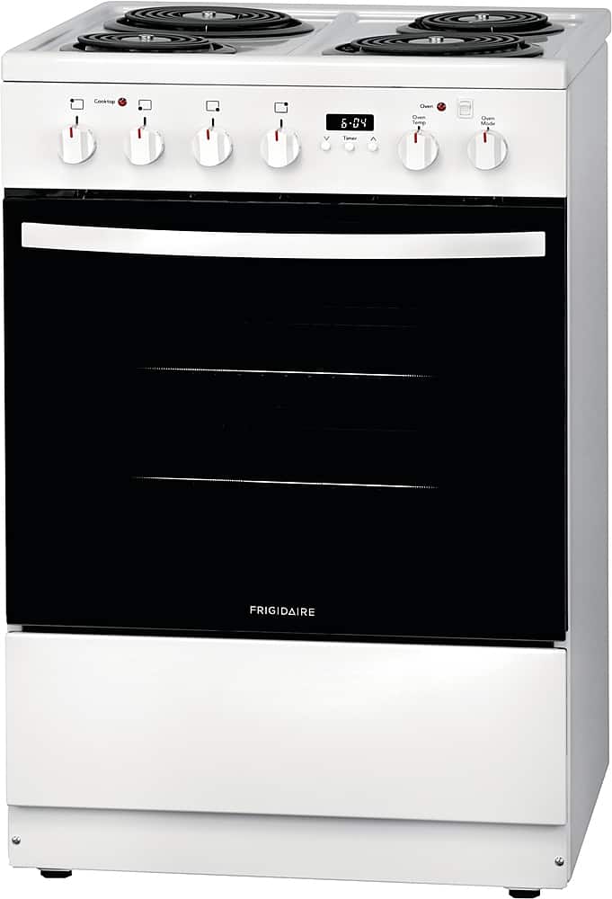 Frigidaire - 24 in. Wide 4 elements 1.9 Cu. Ft. Freestanding Electric Range with Hidden Bake Element - White