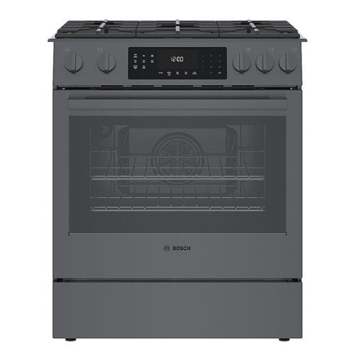 Bosch - 800 Series 30 in. Wide 4.8 Cu. Ft. Slide-In Gas Convection Range with Self-cleaning and 5 Burners - Black Stainless Steel