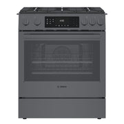 Bosch - 800 Series 30 in. Wide 4.8 Cu. Ft. Slide-In Gas Convection Range with Self-cleaning and 5 Burners - Black Stainless Steel
