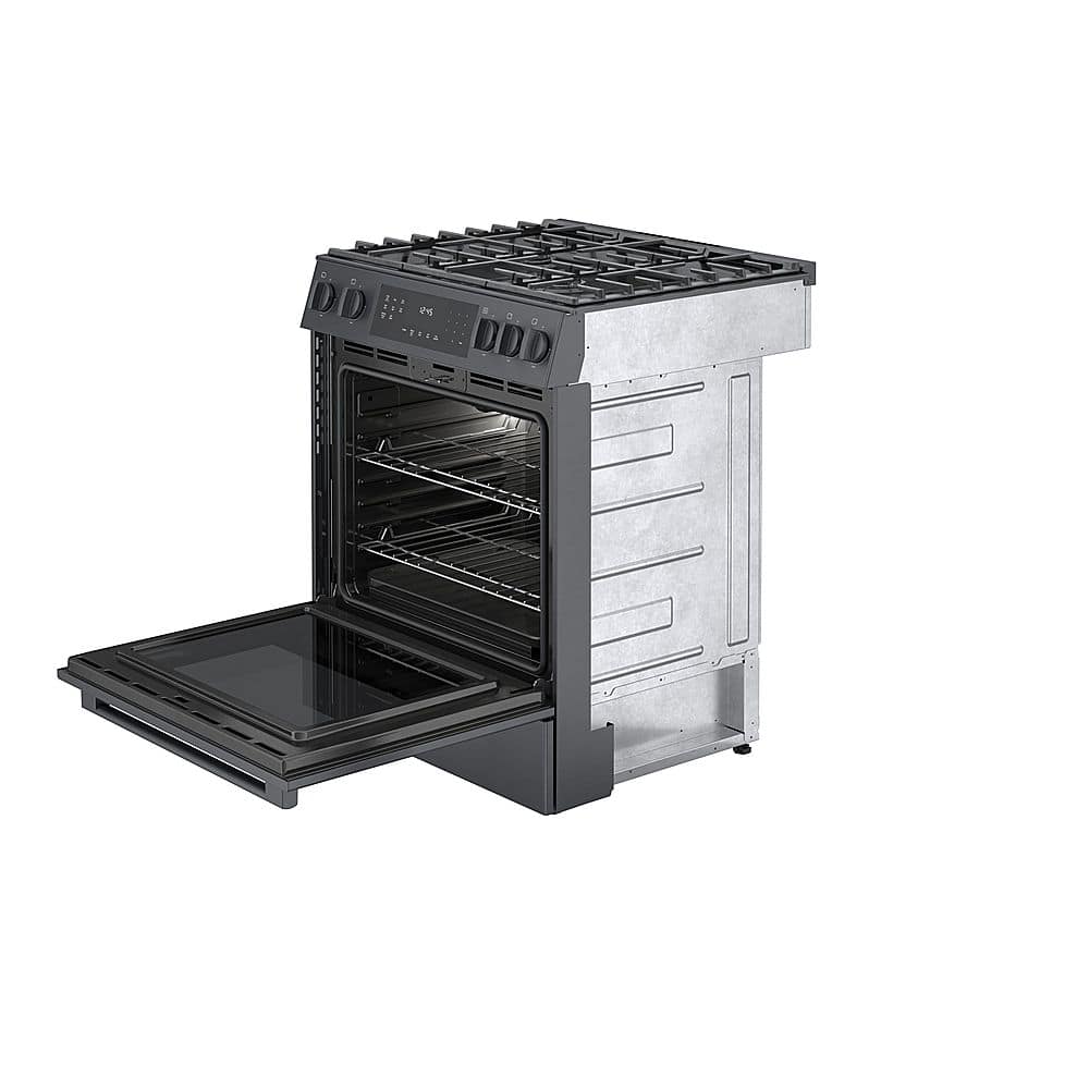 Bosch - 800 Series 30 in. Wide 4.8 Cu. Ft. Slide-In Gas Convection Range with Self-cleaning and 5 Burners - Black Stainless Steel
