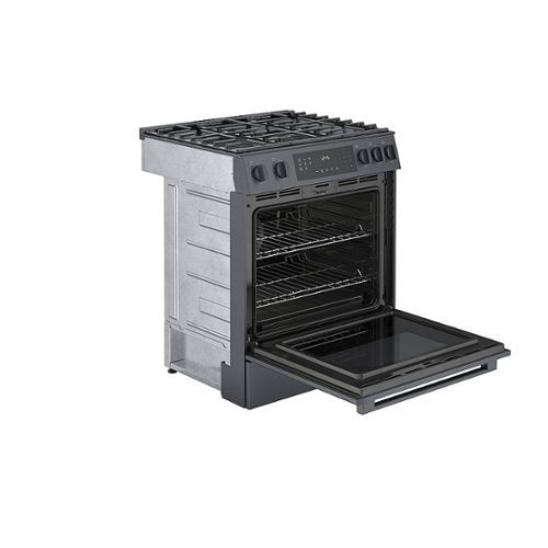 Bosch - 800 Series 30 in. Wide 4.8 Cu. Ft. Slide-In Gas Convection Range with Self-cleaning and 5 Burners - Black Stainless Steel