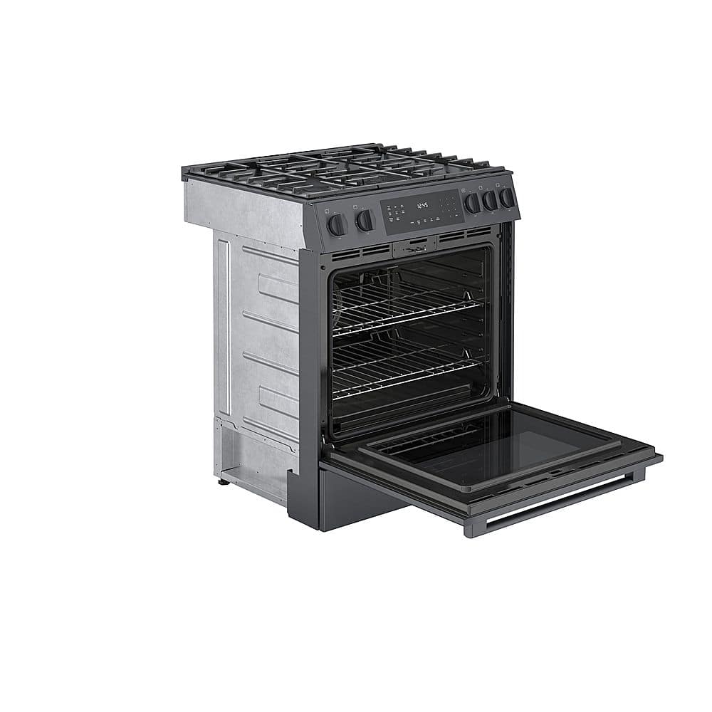 Bosch - 800 Series 30 in. Wide 4.8 Cu. Ft. Slide-In Gas Convection Range with Self-cleaning and 5 Burners - Black Stainless Steel