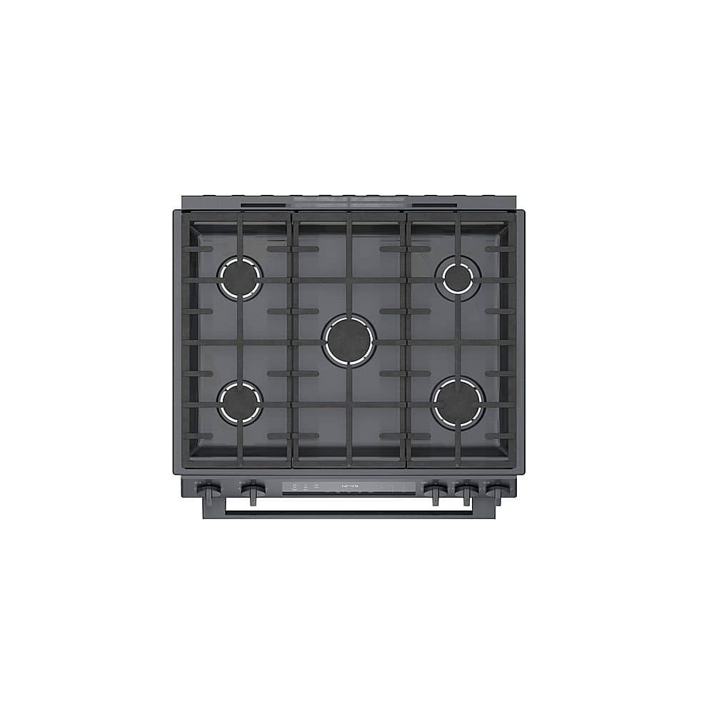 Bosch - 800 Series 30 in. Wide 4.8 Cu. Ft. Slide-In Gas Convection Range with Self-cleaning and 5 Burners - Black Stainless Steel