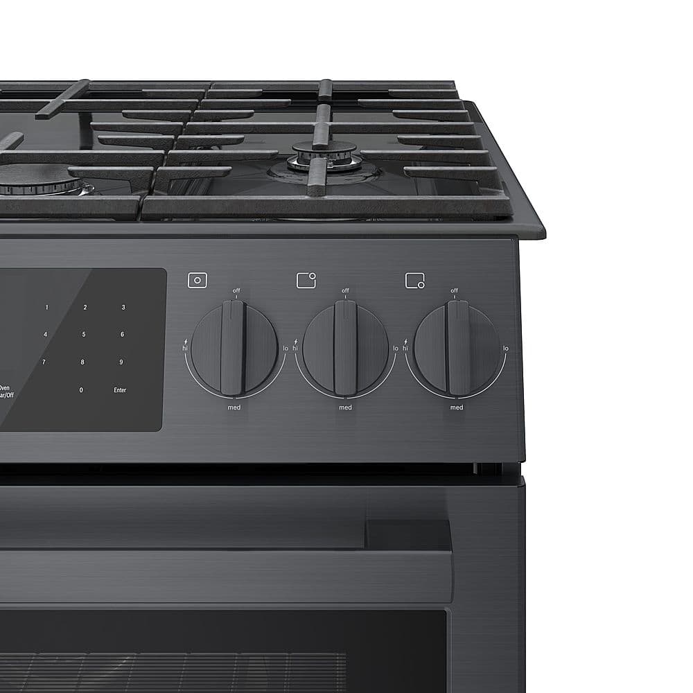 Bosch - 800 Series 30 in. Wide 4.8 Cu. Ft. Slide-In Gas Convection Range with Self-cleaning and 5 Burners - Black Stainless Steel