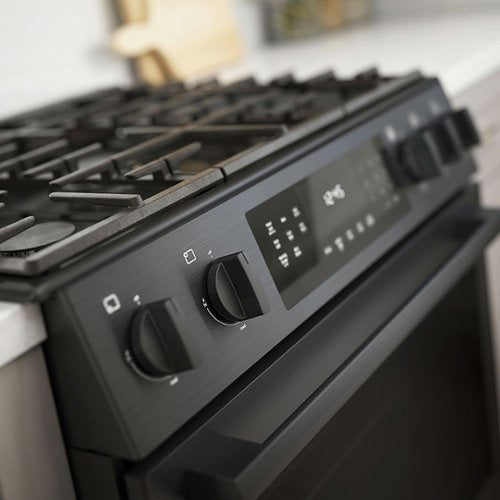 Bosch - 800 Series 30 in. Wide 4.8 Cu. Ft. Slide-In Gas Convection Range with Self-cleaning and 5 Burners - Black Stainless Steel