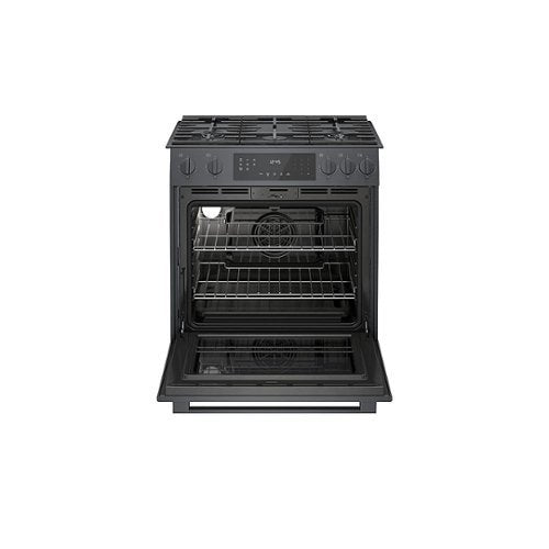 Bosch - 800 Series 30 in. Wide 4.8 Cu. Ft. Slide-In Gas Convection Range with Self-cleaning and 5 Burners - Black Stainless Steel