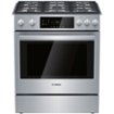 Bosch - 800 Series 30 in. Wide 4.8 Cu. Ft. Slide-In Gas Convection Range with Self-cleaning and 5 Dual Flame Burner - Stainless Steel