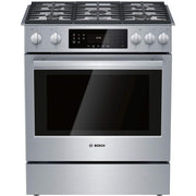Bosch - 800 Series 30 in. Wide 4.8 Cu. Ft. Slide-In Gas Convection Range with Self-cleaning and 5 Dual Flame Burner - Stainless Steel
