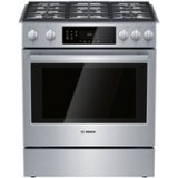 Bosch - 800 Series 30 in. Wide 4.8 Cu. Ft. Slide-In Gas Convection Range with Self-cleaning and 5 Dual Flame Burner - Stainless Steel