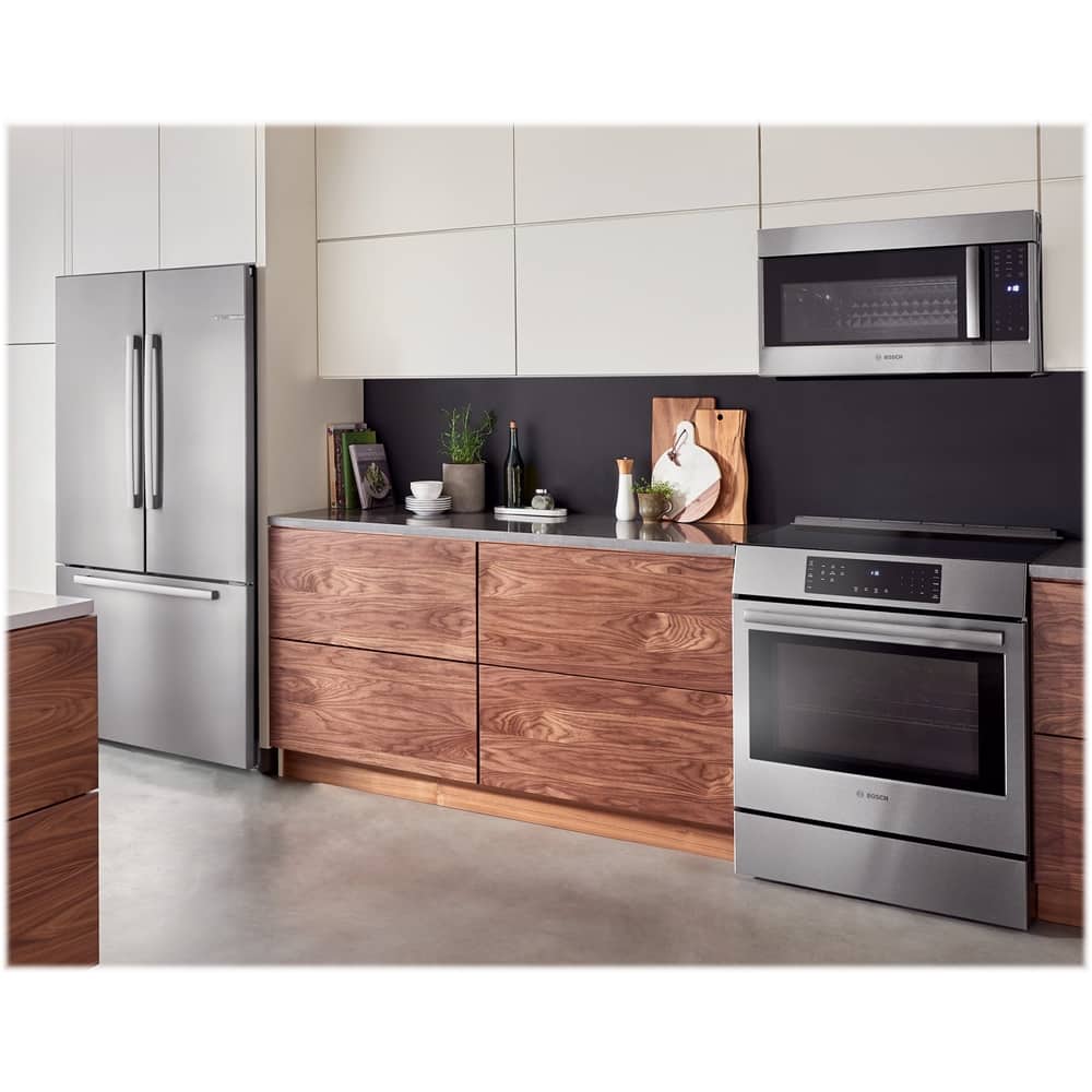 Bosch - 800 Series 30 in. Wide 4.8 Cu. Ft. Slide-In Gas Convection Range with Self-cleaning and 5 Dual Flame Burner - Stainless Steel