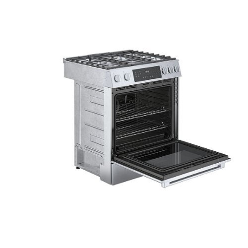 Bosch - 800 Series 30 in. Wide 4.8 Cu. Ft. Slide-In Gas Convection Range with Self-cleaning and 5 Dual Flame Burner - Stainless Steel