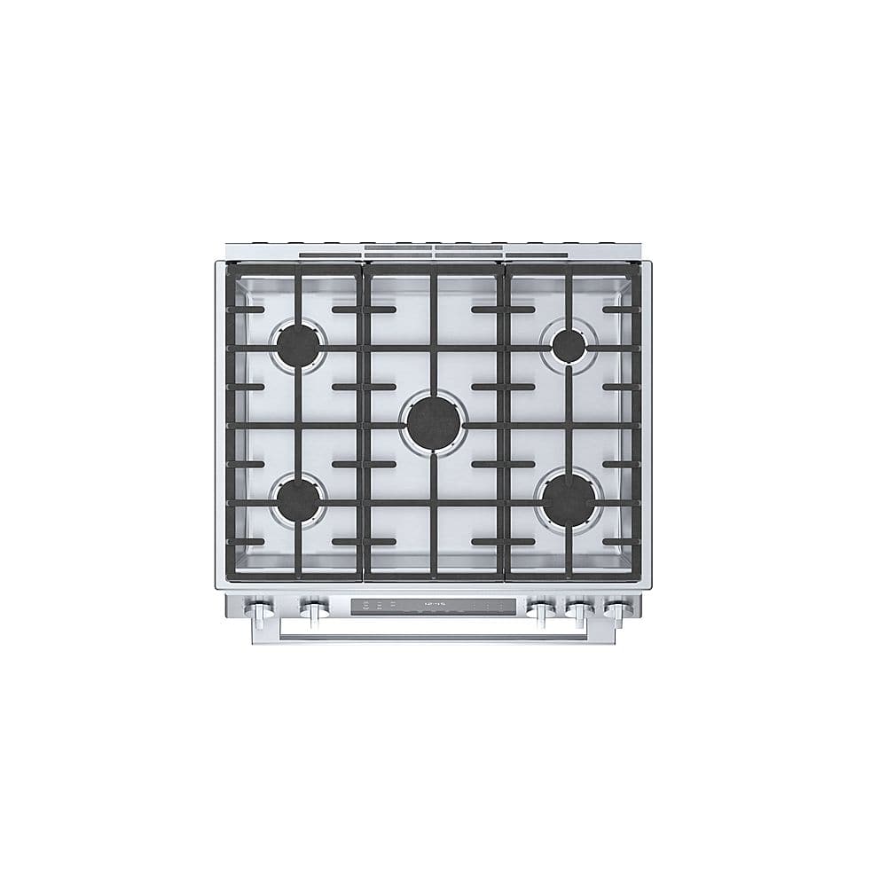 Bosch - 800 Series 30 in. Wide 4.8 Cu. Ft. Slide-In Gas Convection Range with Self-cleaning and 5 Dual Flame Burner - Stainless Steel