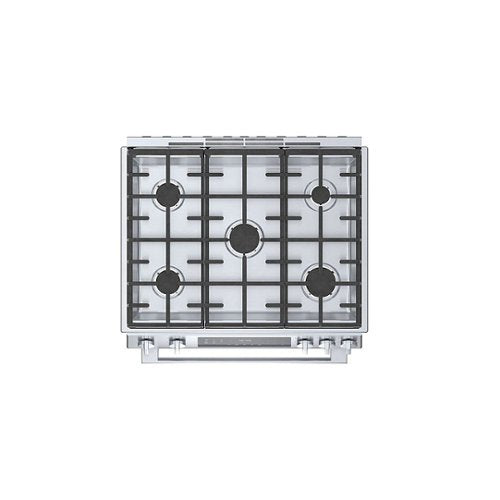 Bosch - 800 Series 30 in. Wide 4.8 Cu. Ft. Slide-In Gas Convection Range with Self-cleaning and 5 Dual Flame Burner - Stainless Steel