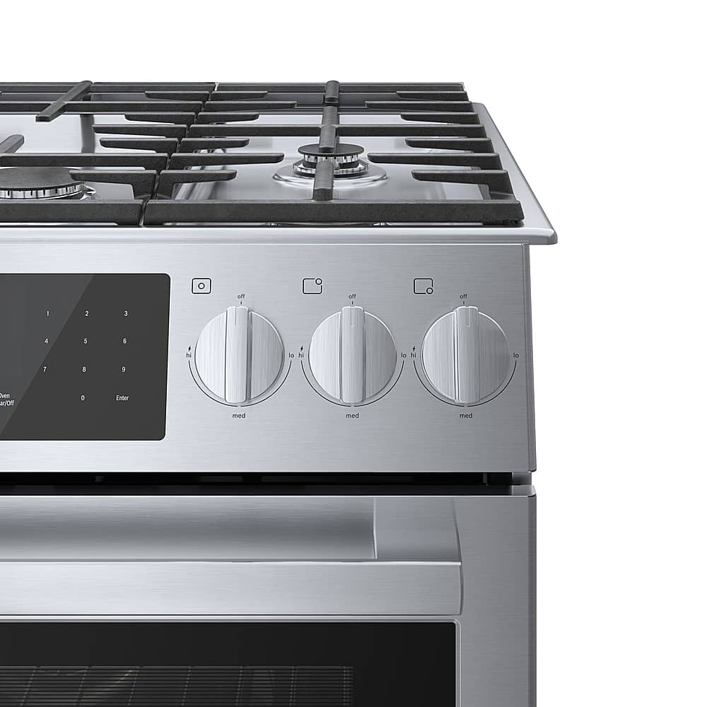 Bosch - 800 Series 30 in. Wide 4.8 Cu. Ft. Slide-In Gas Convection Range with Self-cleaning and 5 Dual Flame Burner - Stainless Steel