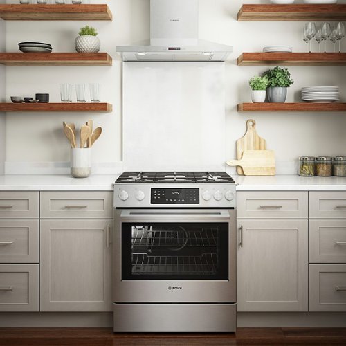 Bosch - 800 Series 30 in. Wide 4.8 Cu. Ft. Slide-In Gas Convection Range with Self-cleaning and 5 Dual Flame Burner - Stainless Steel