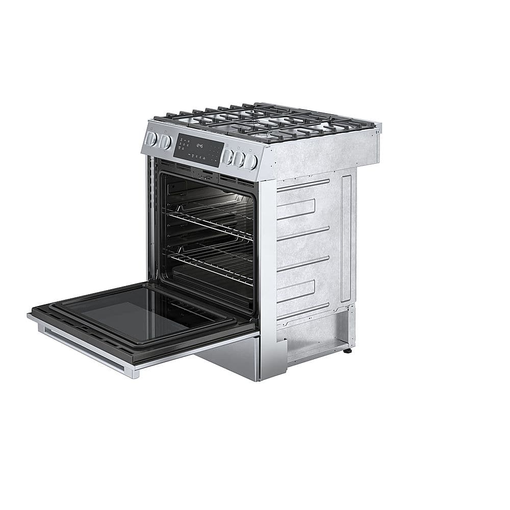 Bosch - 800 Series 30 in. Wide 4.8 Cu. Ft. Slide-In Gas Convection Range with Self-cleaning and 5 Dual Flame Burner - Stainless Steel