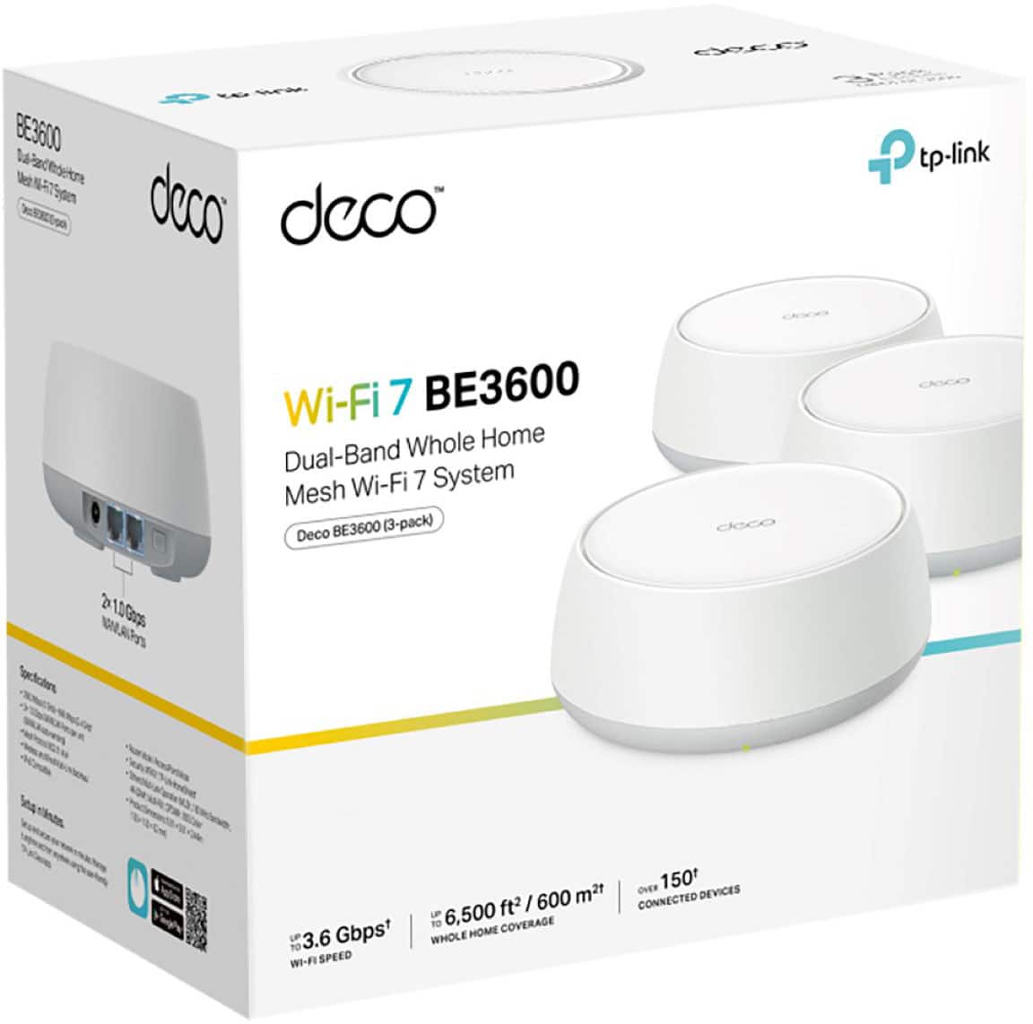 TP-Link - Deco 7 BE3600 Dual-Band Wi-Fi 7 Whole Home Mesh Router System – Deco BE3600 (3-Pack) - White