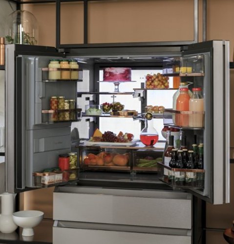 Café - 36 in. Wide 27.8 Cu. Ft. 4-Door French Door Smart Refrigerator with Convertible Drawer with Soft Freeze - Platinum Glass