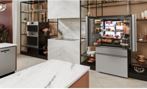Café - 36 in. Wide 27.8 Cu. Ft. 4-Door French Door Smart Refrigerator with Convertible Drawer with Soft Freeze - Platinum Glass