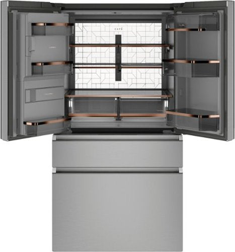 Café - 36 in. Wide 27.8 Cu. Ft. 4-Door French Door Smart Refrigerator with Convertible Drawer with Soft Freeze - Platinum Glass