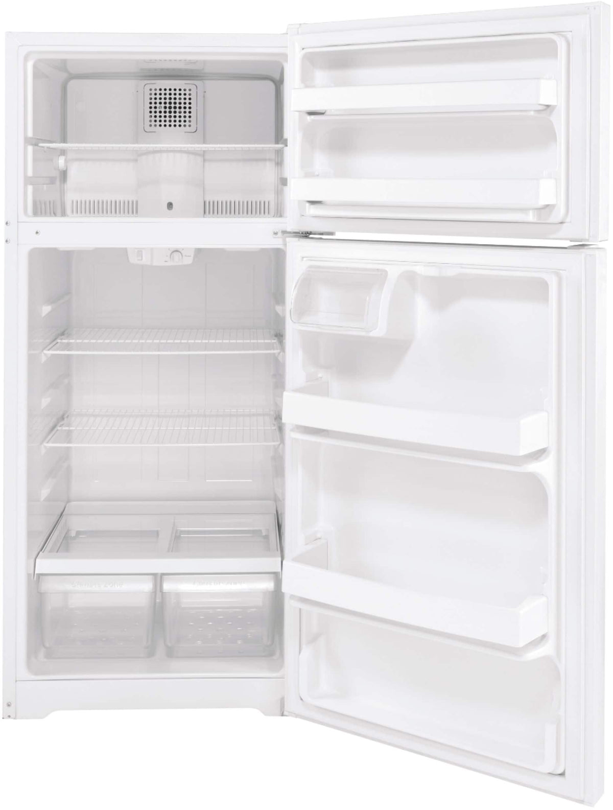 GE - 28 in. Wide 16.6 Cu. Ft. Top-Freezer Refrigerator with LED Interior Lighting - White