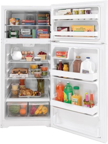 GE - 28 in. Wide 16.6 Cu. Ft. Top-Freezer Refrigerator with LED Interior Lighting - White