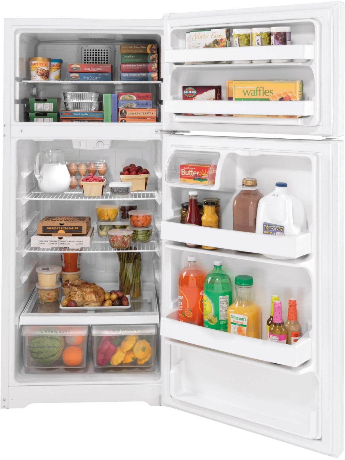 GE - 28 in. Wide 16.6 Cu. Ft. Top-Freezer Refrigerator with LED Interior Lighting - White