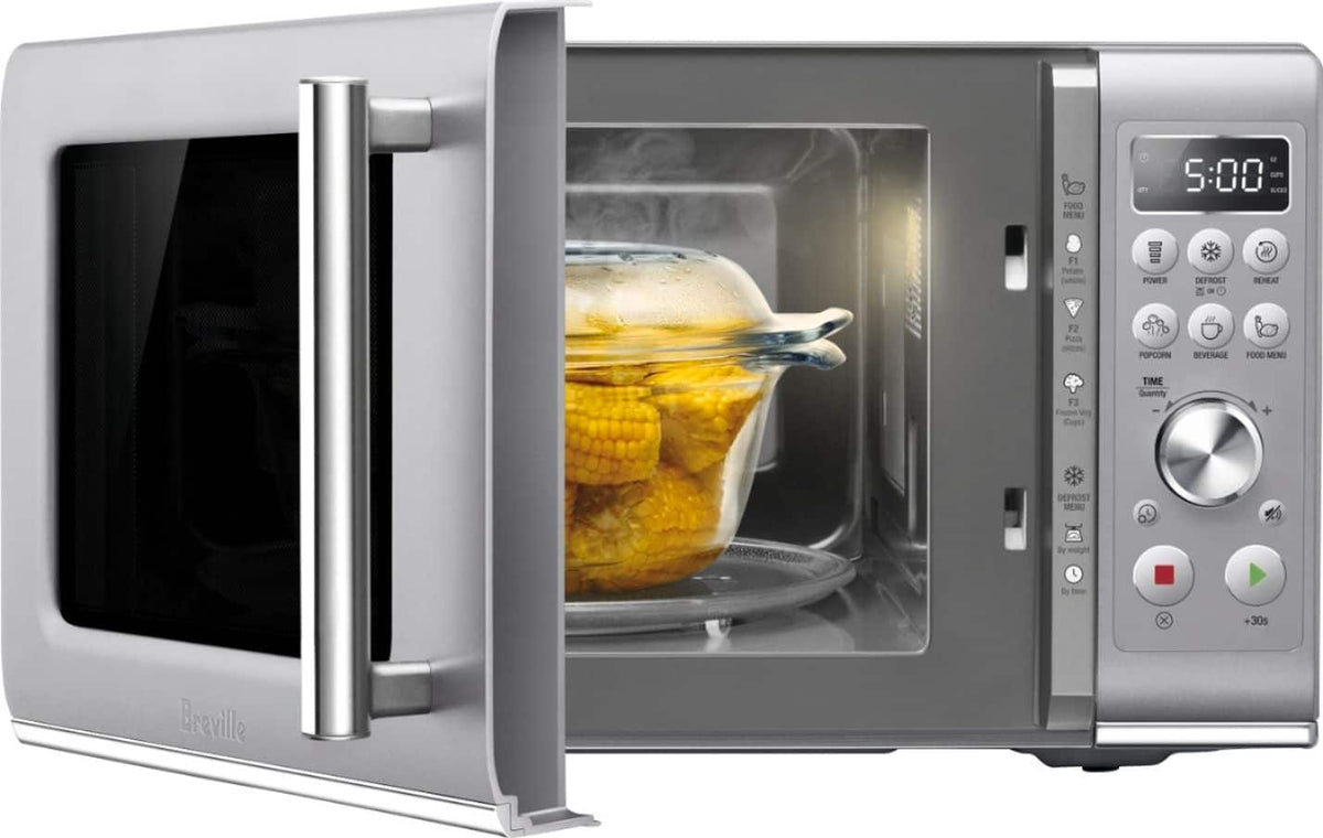 Breville - the Compact Wave Soft Close 0.9 Cu. Ft. Microwave - Silver