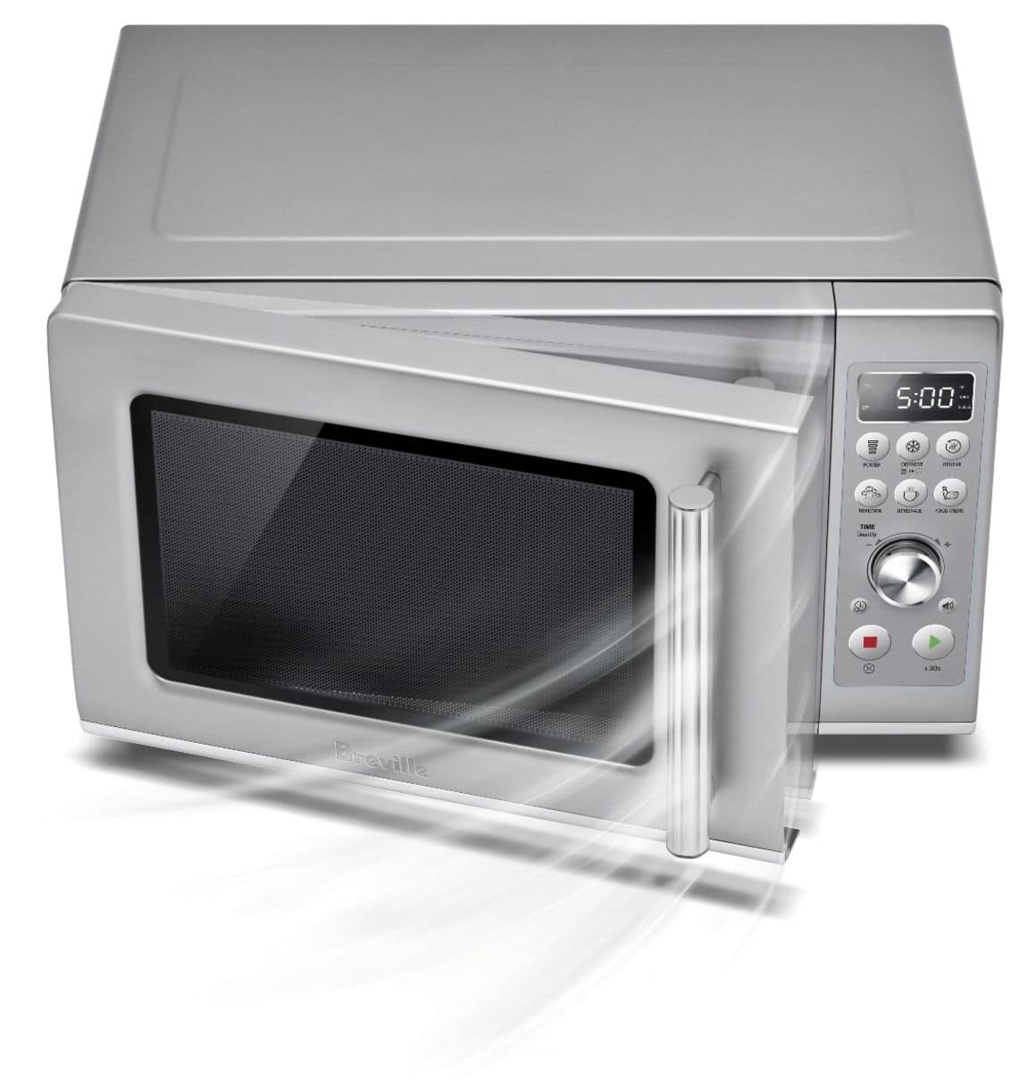 Breville - the Compact Wave Soft Close 0.9 Cu. Ft. Microwave - Silver