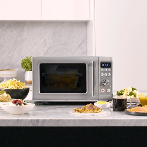 Breville - the Compact Wave Soft Close 0.9 Cu. Ft. Microwave - Silver